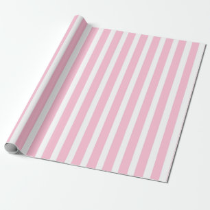 Verticale zachte roze en witte strepen cadeaupapier