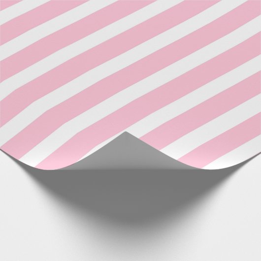 Verticale zachte roze en witte strepen cadeaupapier (Hoek)