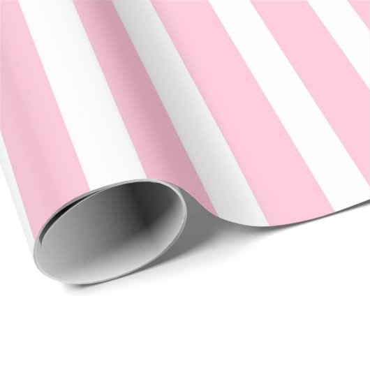 Verticale zachte roze en witte strepen cadeaupapier (Rol Hoek)