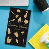 Verticale Zwart Goud Maid Schoonmaak Diensten Glit Visitekaartje