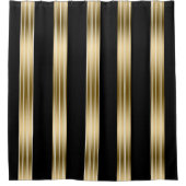 Verticale zwarte en gouden strepen witte achtergro douchegordijn (Voorkant)