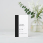 Verticale zwarte streep wit modern stijlvol geweld visitekaartje (Staand voorkant)