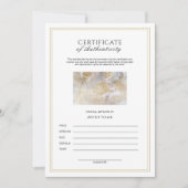 Verticle Certificate of Authenticity for Artwork Kaart (Voorkant)
