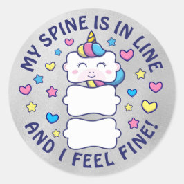 Verticorn™ My Spine is in Line Chiropractive Kinde Ronde Sticker