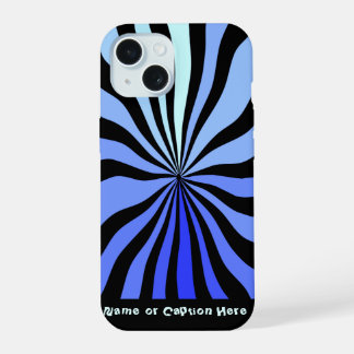 Vertigo - Zwart en Blauw - Gepersonaliseerd iPhone 15 Hoesje
