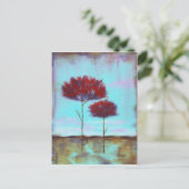 Vertogen, Abstracte kunstlandschapsrode bomen Briefkaart (Staand voorkant)