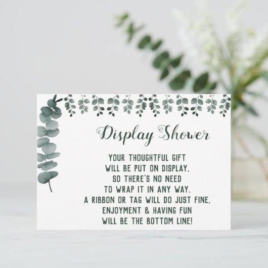 Vertoning van de Bridal Weddenschap Greenery Eucal Informatiekaartje (Staand voorkant)