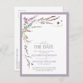 Vertraag de Datum Lila Vennootschapshuwelijk van d Aankondigingskaart (Voorkant / Achterkant)