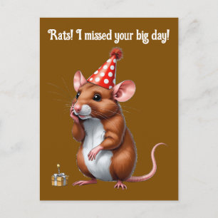 Vertraagde verjaardagswensen met een knorrige rat briefkaart