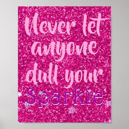 Vertrek nooit uw spaarquote roze glitter poster (Voorkant)