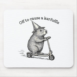 Vertrekken om een rel te schoppen Capybara Scooter Muismat