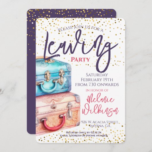 Vertrekkend Partij Koffer Reizen Kaart (Voorkant / Achterkant)