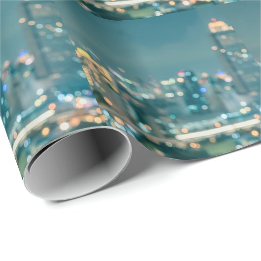 Vertroebelde stadslichten, uitzicht op het dak. cadeaupapier (Rol Hoek)