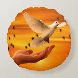 Vertrouw God met Dove in Hand Rond Kussen