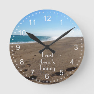 Vertrouw God's Timing Quote Beach Ronde Klok