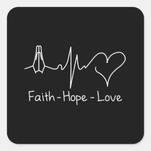 Vertrouw hoop en liefde vierkante sticker