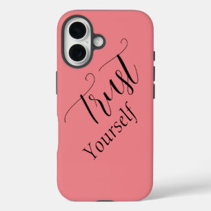 'Vertrouw jezelf' Zin in zwarte letters  iPhone 16 Hoesje