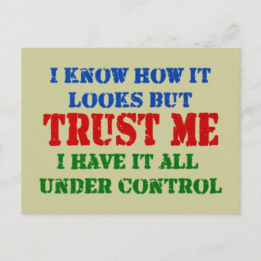 Vertrouw me - alles onder controle briefkaart (Voorkant)
