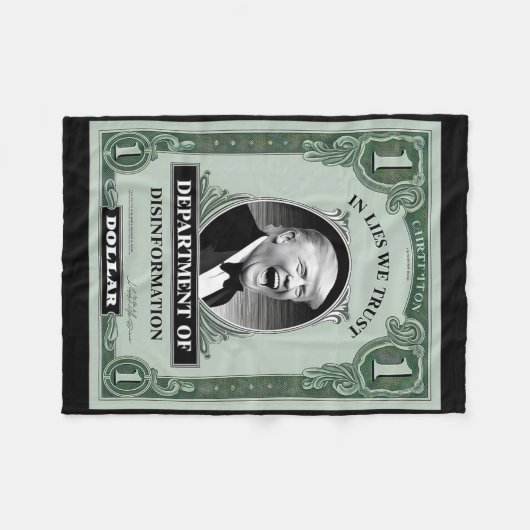 "Vertrouw niemand" - Trump Banknote Parodie 1 Fleece Deken (Voorkant (Horizontaal))
