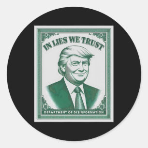 “vertrouw Niemand” - Trump Nknote Parodie  Ronde Sticker