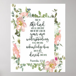 Vertrouw op de Heer bloemmotief Poster