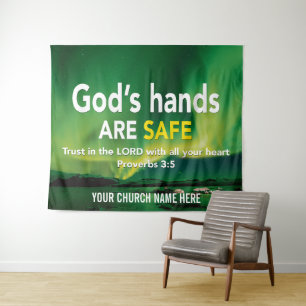 VERTROUW OP DE HEER Christelijke kerk muurkunst Wandkleed