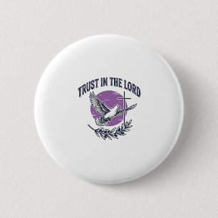 Vertrouw op de Heer Duif Christelijk T-Shirt Ontwe Ronde Button 5,7 Cm