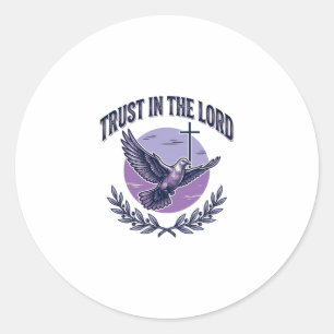 Vertrouw op de Heer Duif Christelijk T-Shirt Ontwe Ronde Sticker