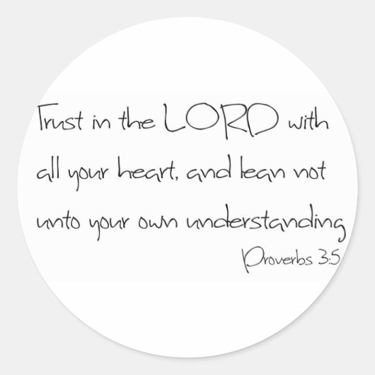 Vertrouw op de HEER met heel uw hart Ronde Sticker (Voorkant)