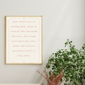 Vertrouw op degene die morgen vasthoudt poster