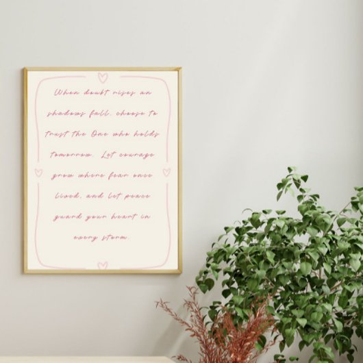 Vertrouw op degene die morgen vasthoudt poster