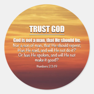 VERTROUW OP GOD Inspirerend Christelijke Schrift Ronde Sticker