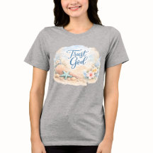 "Vertrouw op God" Kuststrand Aquarel Christelijk