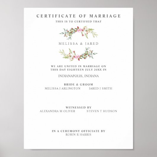 Vertrouwelijk certificaat met Floral Garland in ro Poster (Voorkant)