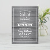 Vertrouwelijk met roestpartij Rustic Grey Faux Woo Save The Date (Staand voorkant)