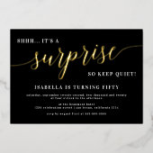 Vertrouwelijke feestdag in modern zwart-wit en Gol Folie Uitnodiging (Voorkant)