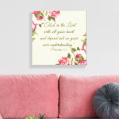 "Vertrouwen in de Heer" Proverbs met roze rozen Canvas Afdruk (Insitu (Woonkamer))