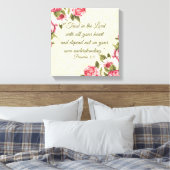 "Vertrouwen in de Heer" Proverbs met roze rozen Canvas Afdruk (Insitu (Slaapkamer))