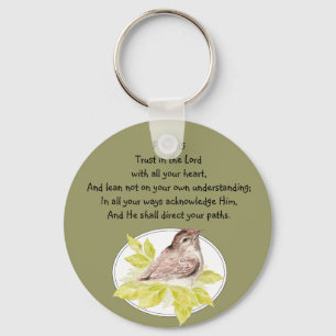 Vertrouwen in de Heer Schrift met Waterverf Bird Sleutelhanger