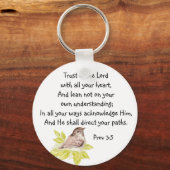 Vertrouwen in de Heer Schrift met Waterverf Bird Sleutelhanger (Voorkant)