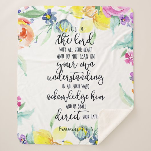 Vertrouwen in de Lord floral Sherpa Deken (Voorkant)