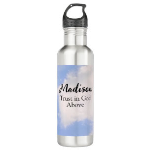 Vertrouwen in God Inspirerend Aangepaste Naam Blue Waterfles