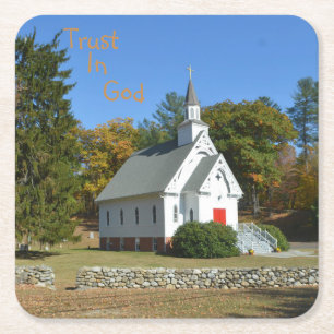 Vertrouwen in goddelijke kerk vierkante kartonnen onderzetter