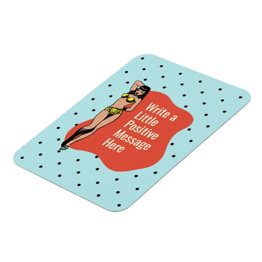 Vertrouwen in kleur: Retro Radiance Pinup Magneet (Linkerzijde)