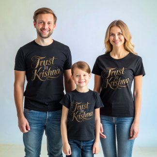 Vertrouwen in Krishna Elegant Script Zwart T-shirt