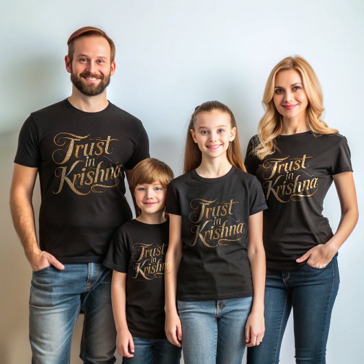 Vertrouwen in Krishna Elegant Script Zwart T-shirt