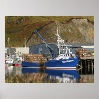 Vertrouwen, krab Boat in de Nederlandse haven, AK Poster