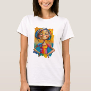 Vertrouwen met gedurfde verfstreken en onbevreesd t-shirt