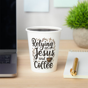 Vertrouwen op Jezus en koffie cafeïne minnaar Papieren Bekers