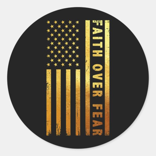 Vertrouwen over angst Christelijk kruis-Amerikaans Ronde Sticker (Voorkant)